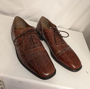 Stacy Adams Men's Brown  Leather Crocodile Dress Shoes size 10.5